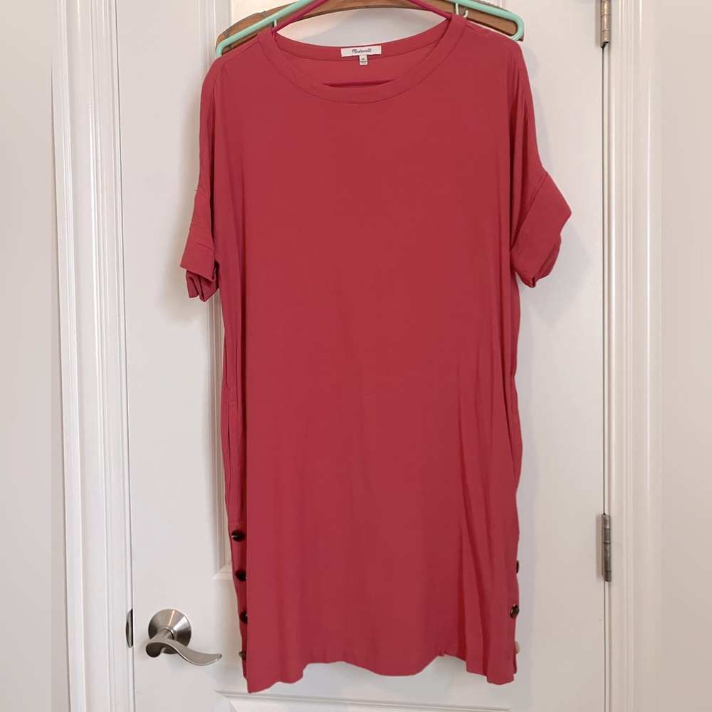 T-shirt dress buttons x small poppy Madewell
